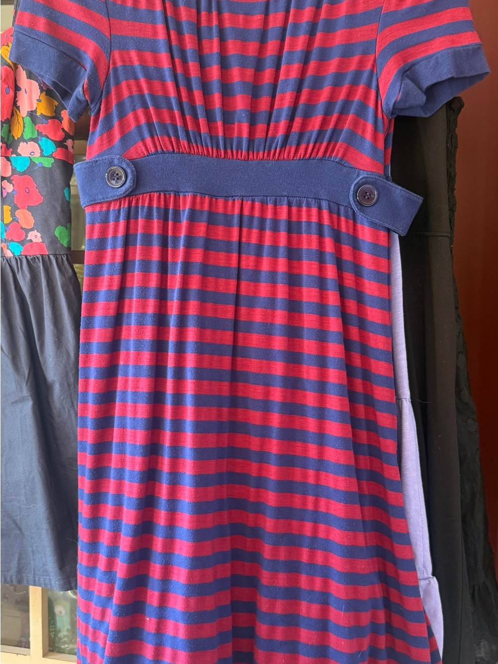 Ella Moss Navy and Red Striped Knit Dress